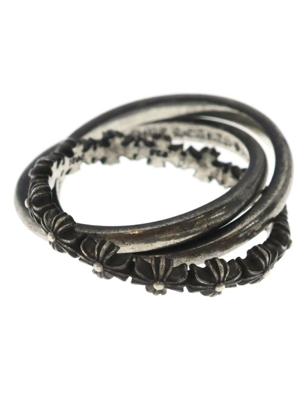 Chrome Hearts Tiny CH Pls Band Trpl CH Plus Triple Ring Silver